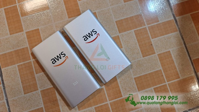 Pin Sac Du Phong Xiaomi gen3 10000mAh trang in logo AWS