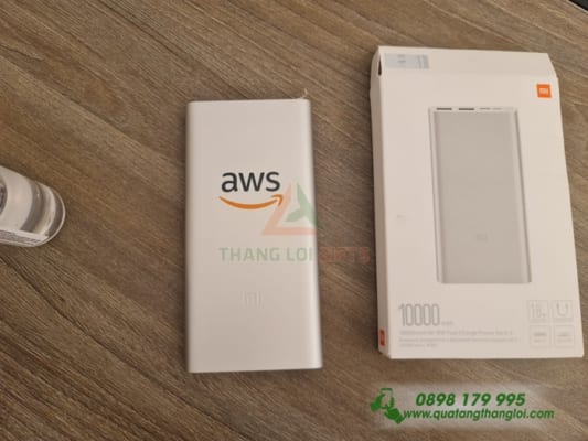 Pin sạc dự phòng Xiaomi Gen 3 màu trắng - In Logo AWS