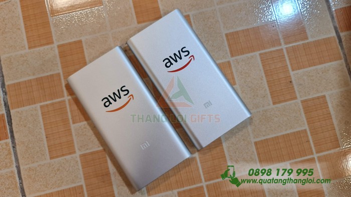 Pin sạc dự phòng Xiaomi Gen 3 màu trắng - In Logo AWS