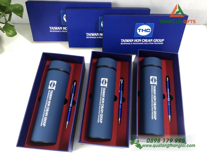 Bộ Quà Tặng Độc Đáo Bình Giữ Nhiệt & Bút - In Khắc Logo THC