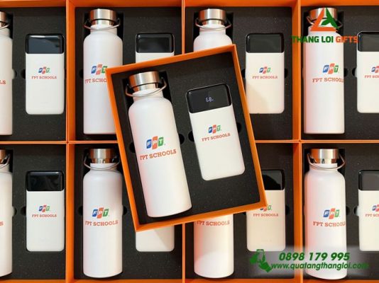 Bộ Quà Tặng FPT Schools (Bình & Pin Sạc) – In Logo Trường FPT Schools