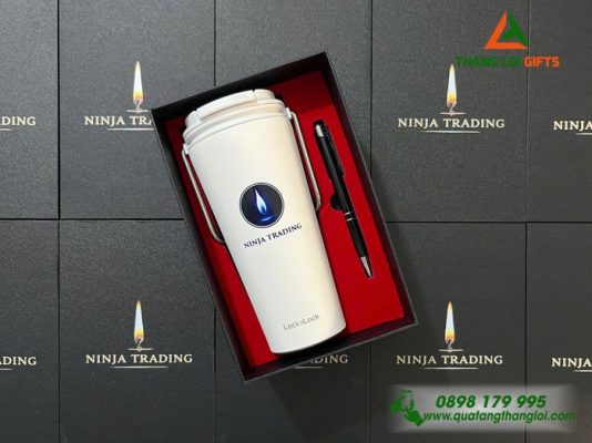 Bộ Quà Tặng (Ly Lock & Bút) - In Khắc Logo Doanh Nghiệp NINJA TRADING