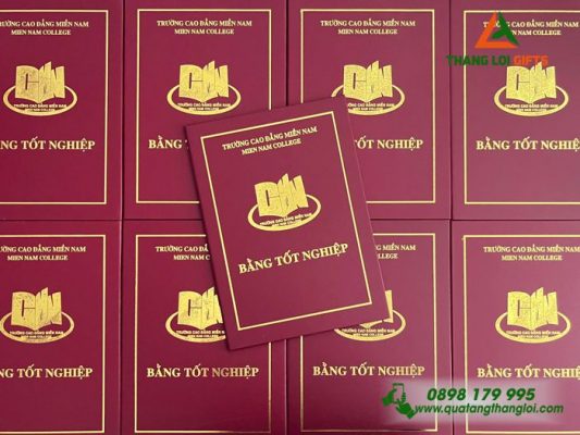 Bia Dung Bang Tot Nghiep Mau Do - Ep Kim Logo Truong Cao Dang Mien Nam