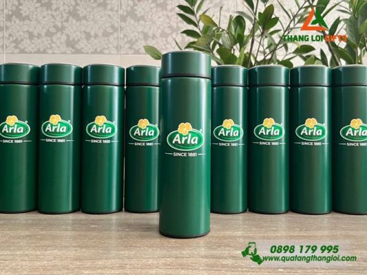 Binh Giu Nhiet 500ml Mau Xanh La - In Logo Doanh Nghiep Arla