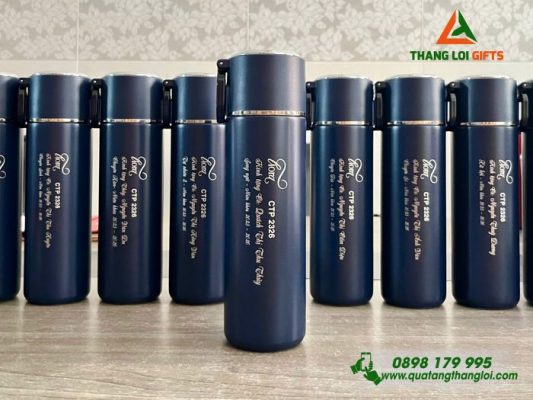 Binh Giu Nhiet ELmich 480ml Mau Xanh Den - Khac Logo LIORA