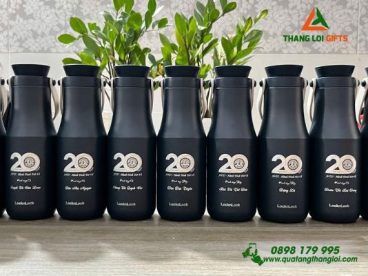 Binh Giu Nhiet Lock&Lock LHC4202 470ml Mau Xanh Navy - Khac Logo 20 Nam Truong Dai Hoc Nong Lam TP.HCM