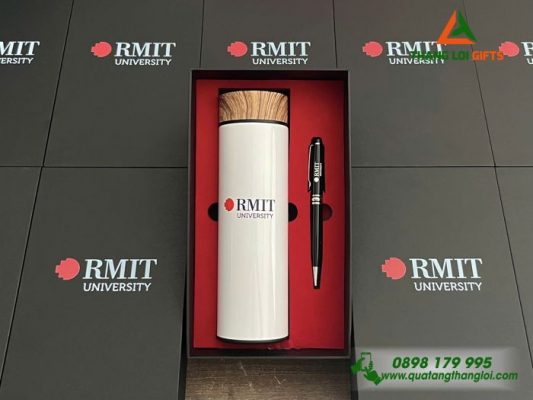 Bo Qua Tang (Binh & But) - In Khac Logo Truong Dai Hoc RMIT