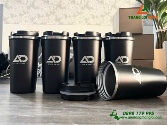 Ly Giu Nhiet 510ml Mau Den - Khac Logo AD Gym & Yoga