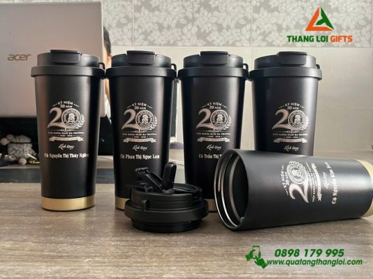 Ly Giu Nhiet 530ml Mau Den - Khac Logo Truong THPT Tran Hung Dao
