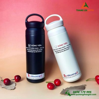 Bình Giữ Nhiệt Quai Cầm 500ml In Khắc Logo Nội Dung Làm Quà Tặng