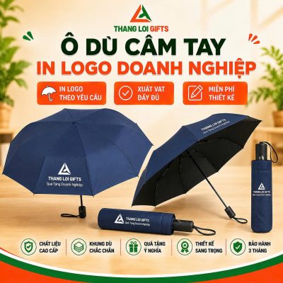 O Du Cam Tay Gap 3 Mau Xanh - In Logo Doanh Nghiep Watermelon