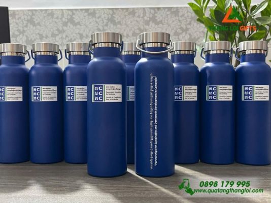 Binh Giu Nhiet 600ml Mau Xanh - In Logo Cambodia