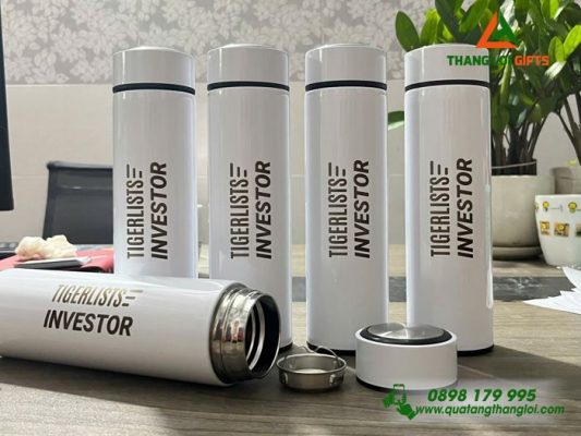 Binh Giu Nhiet Mau Trang 500ml - In Khac Logo Doanh Nghiep TIGERLISTS