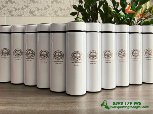 Binh Giu Nhiet Mau Trang 500ml - Khac Logo Dai Hoi Dai Bieu Nong Dan Xa Hong Thai
