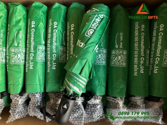 Du cam tay mau xanh in ten cong ty GA Consultant Co.,Ltd