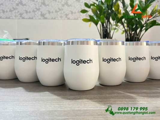 Ly Giu Nhiet 350ml Mau Trang - In Logo Logitech
