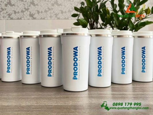 Ly Giu Nhiet 510ml Mau Trang - In Logo Doanh Nghiep PRODOWA