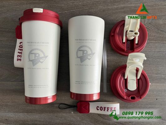 Ly Giu Nhiet 530ml Mau Do - Khac Logo Trung Tam Du Hoc Quoc Te Tran Quang