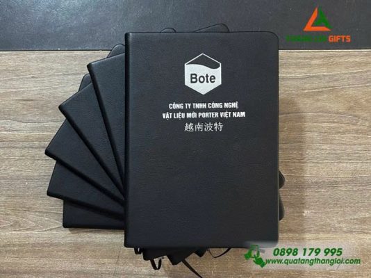 Sổ Tay Dán Gáy Màu Đen – Ép Kim Logo Doanh Nghiệp PORTER VIỆT NAM